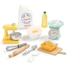 21PC 1:12 Scale Dollhouse Miniatures Flour Rolling Pin Cookware Kitchen Set