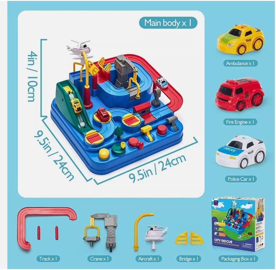 Car Toddler Toys Race Tracks Ambulance Magnet Airplanes for 3-8 Year Boys Gifts - Image 4 of 4