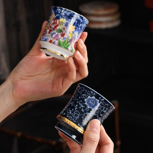 Pure Silver Tea Cup 100ml Master Cup Handpainted Blue-and-white Porcelain Teacup - Picture 5 of 10