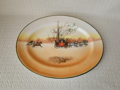Royal Doulton COACHING DAYS 13" Oval Platter England ~ Antique