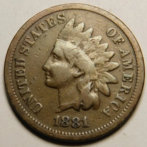 1881 Indian Head Cent Penny VG- F  "Not Cleaned -Actual Coin Pictured"