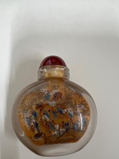 Vintage Chinese Inside Painted Glass Snuff Bottle Qingming Festival Boxed Set