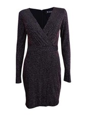 Guess Women's Metallic Striped Faux-Wrap Dress
