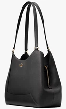 Kate Spade Lena Large Triple Compartment Shoulder Bag Black Leather KH435 NWT F