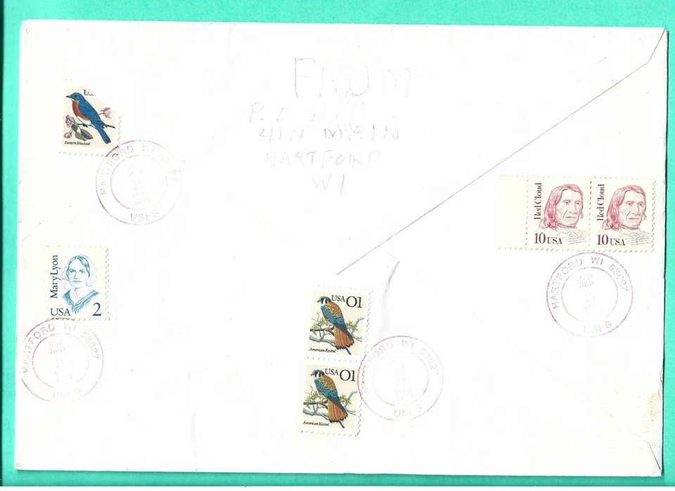 13 Plate Blocks On Over Sized Covers 1989-92 Wausau Harford WI Edison IA TN Air - Image 3 of 4