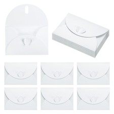 4.1x2.8 Inch Mini Card Envelopes, 20Pcs Cute Cards with Heart Clasp, Ice White