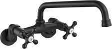 Wall Mount Kitchen Faucet Commercial Sink Faucet Matte Black 8 Inch Swivel
