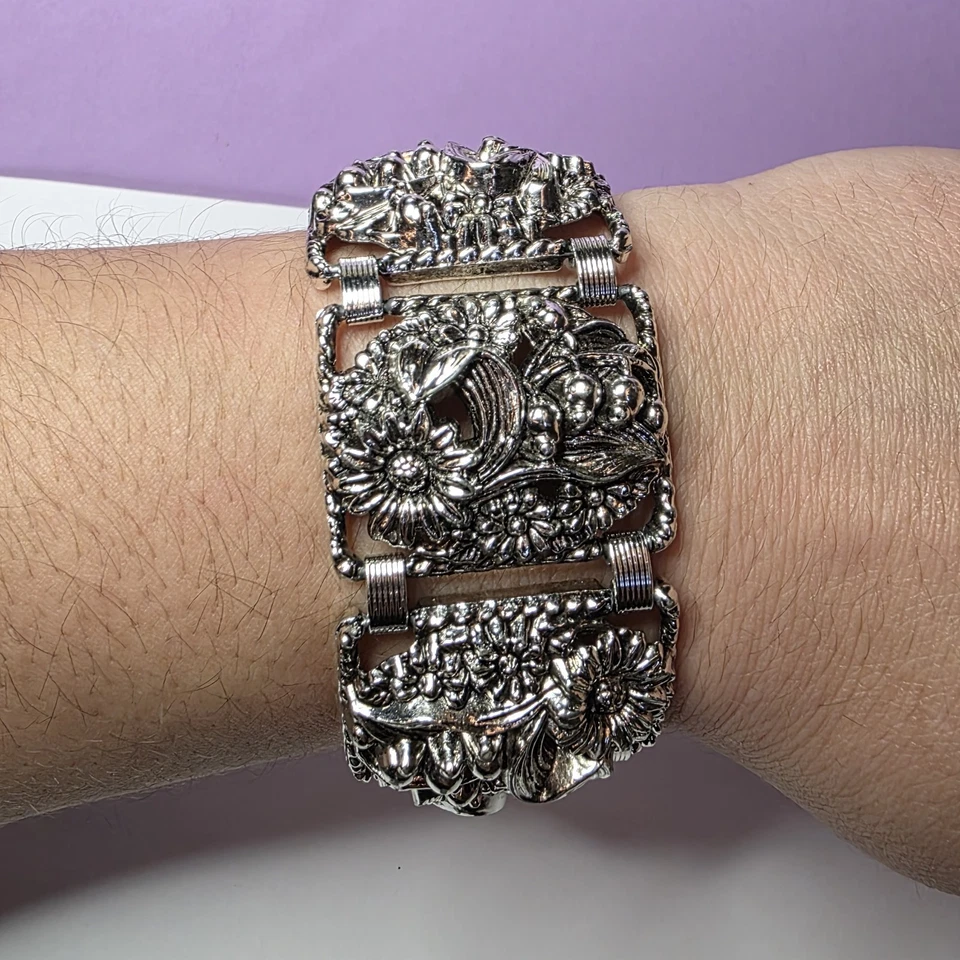 Винтажный антикварный садовый широкий цветочный 6-панельный браслет Sarah Coventry 7,5 дюйма - Изображение 3 из 4