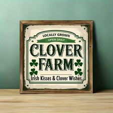 St Patricks Day Clover Farm Wooden Plaque Retro Irish Home Desktop Decoration