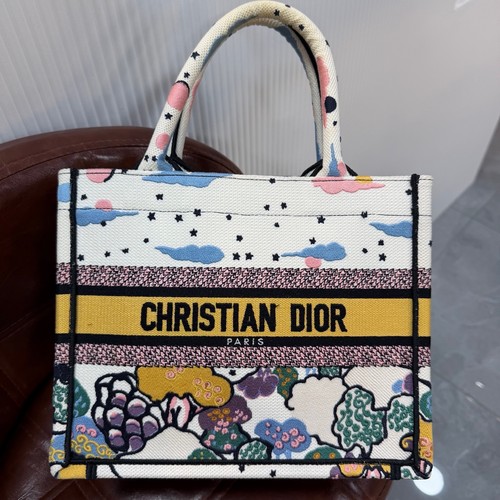 Dior Book Tote Small Off White Multicolor Embroidered Canvas Tote Bag Duty Paid