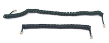 LOT OF 2: Vintage Phone Handset Cord Curly Coil - Olive Green  Blue NICE