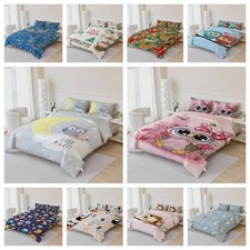 3D Owl Cartoon Flowers Pattern Colorful Quilt Cover Duvet Cover Comforter set