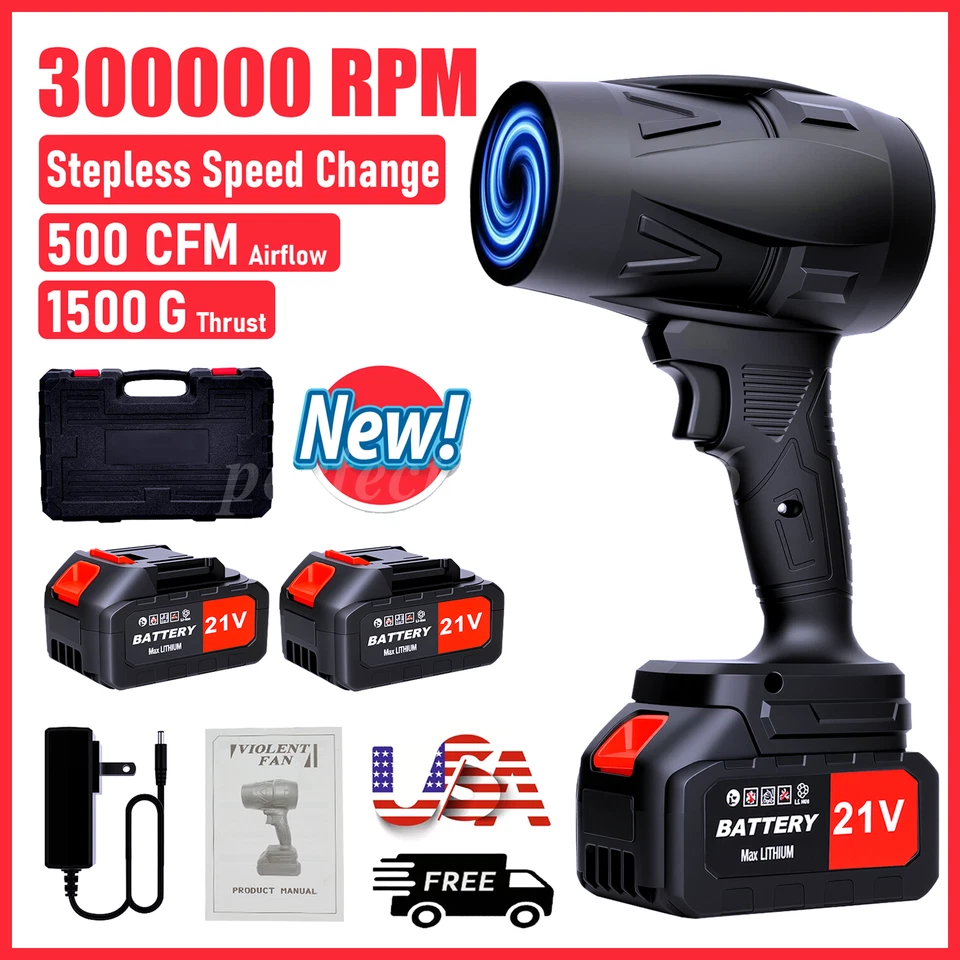 Jet Dry Leaf Blower 300,000RPM Air Blower Super Fan Mini Turbo Blower w/ Battery