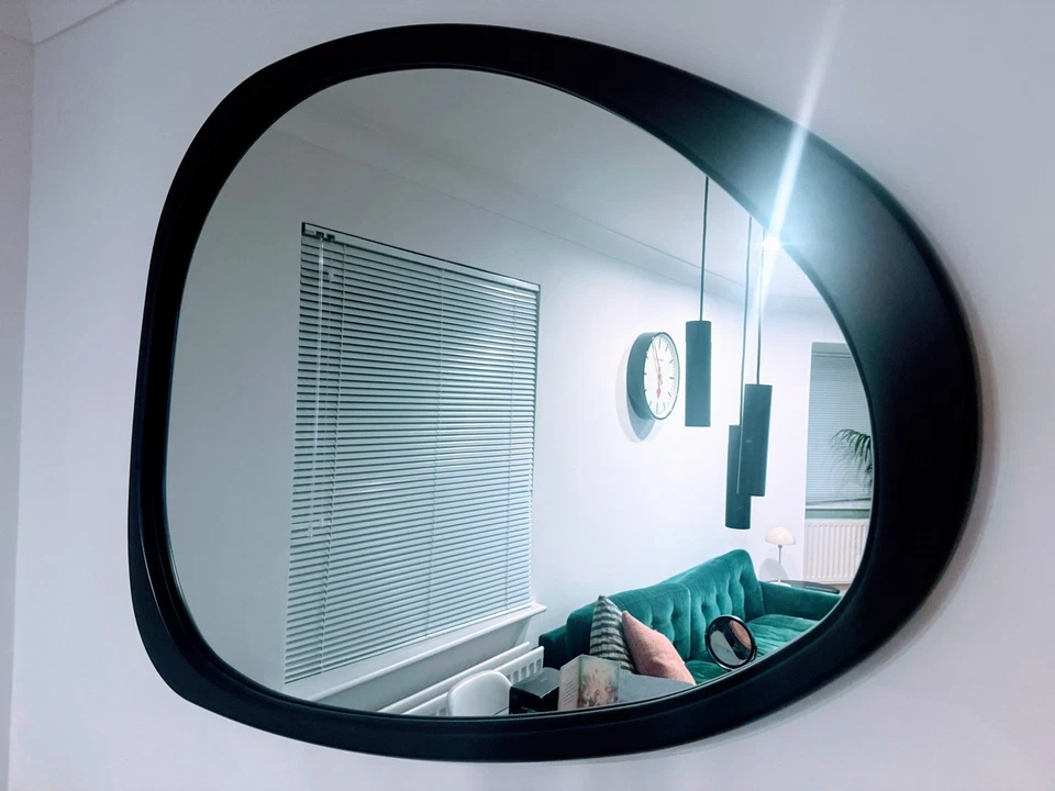 West Elm Mid-Century Modern Asymmetrical Solid Wood Wall Mirror - Image 2 of 3