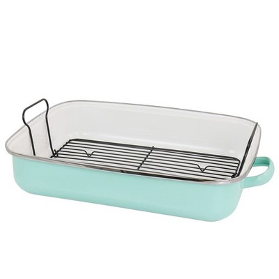 Martha Stewart Steel 21.5'' x 13.75'' Roasting Pan Mint - Damaged