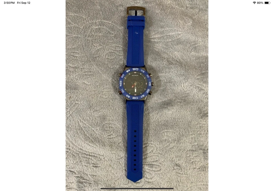 Reloj analógico de cuarzo para hombre esfera de 50 mm correa de goma RM3001 negro/azul marino Foto 3 de 3