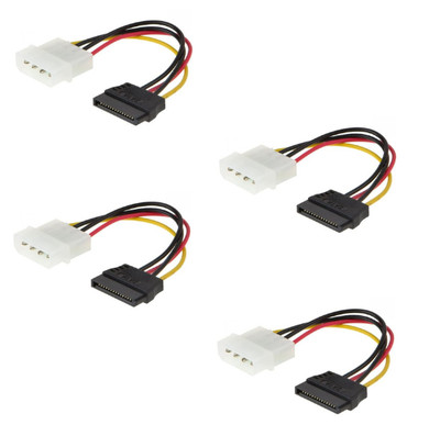 4 Pcs 6-Pin Molex to 15-Pin SATA Power Cable, For Easy Computer Upgrades