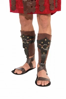 Braune Beinstulpen in Leder-Optik für Römer Gladiator Legionär Kostüm LARP - Bild 1 von 3