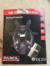 Parcil Safety NB-100 Gas Mask Full Face Respirator w/40mm Defense Filter NEW!
