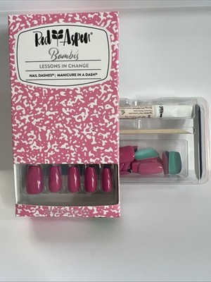 Red Aspen Nail Dashes* BAMBI*PINK/TEAL*MEDIUM COFFIN