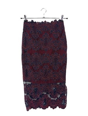 SANDRO High Waist Rock Damen Rock Gr. DE 34 rot-blau Casual-Look