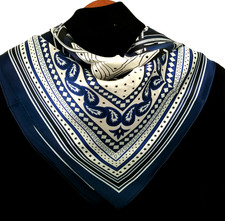 35"x35"Blue Carriage Print Pure Mulberry Satin Silk 14momme Scarf 88x88cm5-177