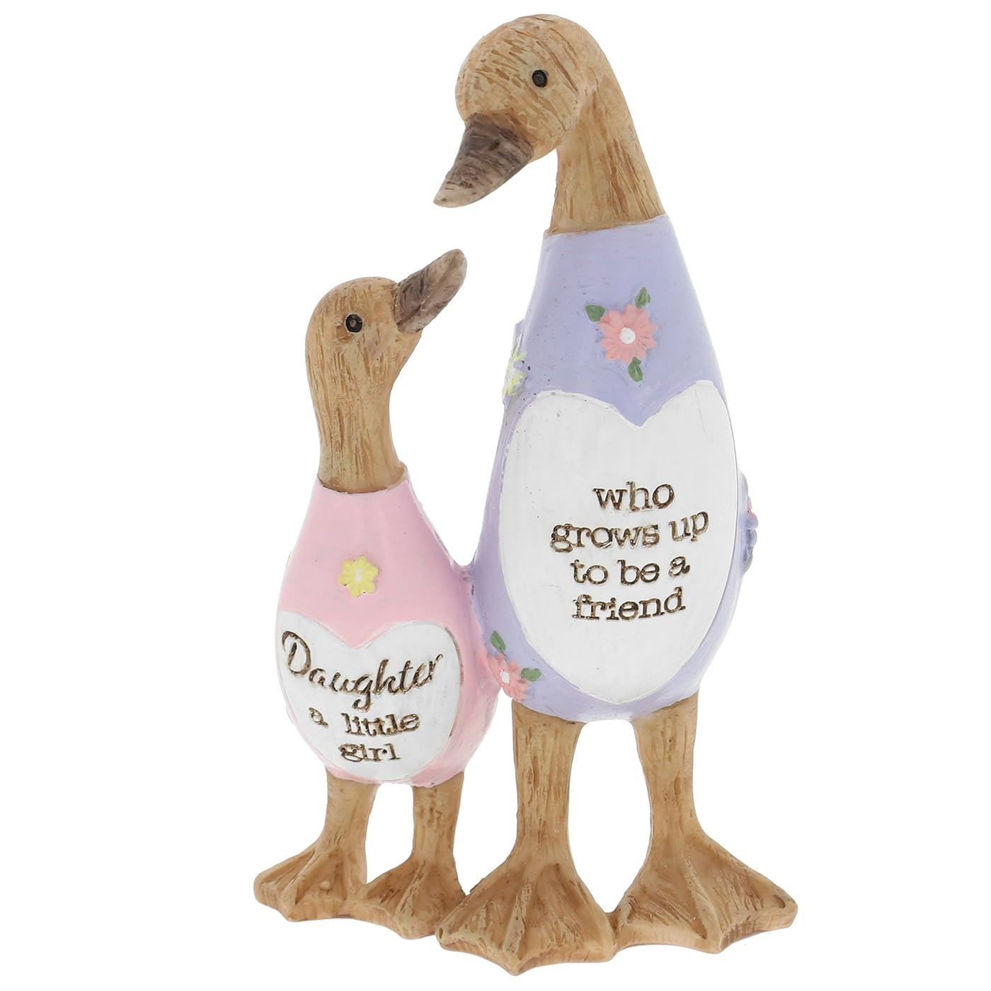 Shudehill Giftware Daisy Message Cute Resin Wooden Mum/Daughter Duck