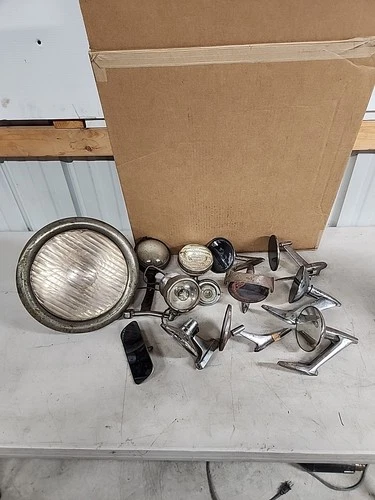 Vintage Car Mirrors And Vintage Lights Mixed Lot Rat Rod
