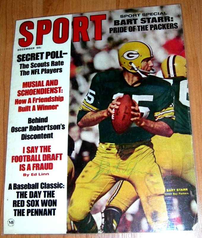 Footfall Sport Mag. Bart Starr Dec.Mounted in Plastic Autographed Sport Star VG+