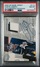 2000 UPPER DECK GAME JERSEY AUTO CANADIAN HERO CURTIS JOSEPH LEAFS PSA 8 POP 1