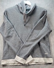 Under Armour Pullover Sweatshirt Womens Medium Gray White Loose Cowl Neck Logo