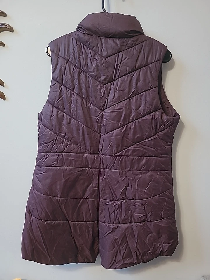 Mujeres Smartwool Chaqueta Larga Abrigo Chaleco L Acolchado Borgoña Lana Nylon  Foto 3 de 4