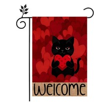 Valentines Day Garden Flag 12x18 Inch Double Sided Black inches, Red