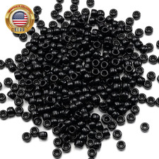 1000 Pcs Acrylic Black Pony Beads 6X9Mm Large Hole Pen Hair Kandi Beads Bulk for