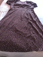 SHEIN CURVE 2XL brown pink maxi dress summer split short sleeve VGC