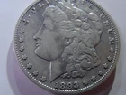 1893 o morgan dollar, F, cleaned