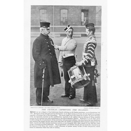MILITARY The Veteran Inproving the Occasion - Antique Print 1896