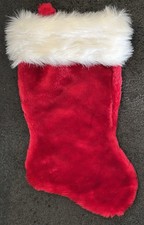 Christmas Stocking Traditional Classic Red/ White Faux Fur Cuff 18  , Light Use