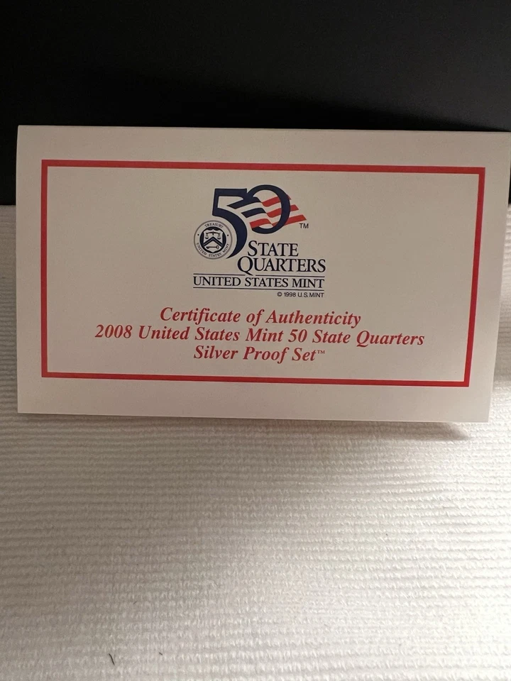 2008 S State Quarter Proof Set (5 coins) 90% Silver - MINT OGP & COA - Image 4 of 4
