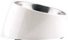 SUPERDESIGN Raised Slanted Dog Food Bowl Mess Free Tilted Non Spill 300ml Cream
