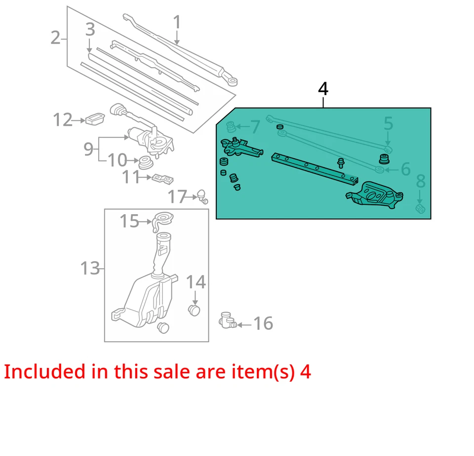 Wiper Transmission Fits 94-01 INTEGRA 29377045 - Image 3 of 4