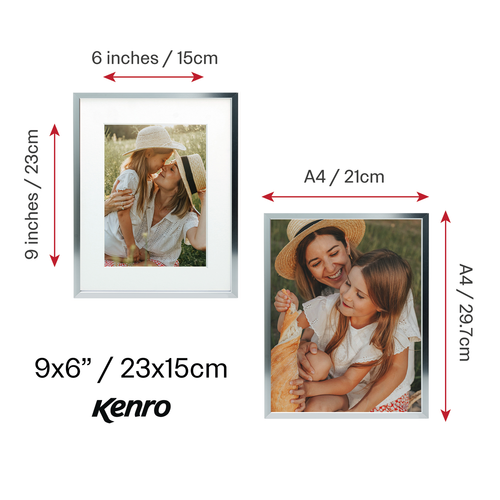 Kenro Fusion Series Graphite Metal Photo Frame with White Mat Sizes 6x4" - A3 - Picture 2 of 16