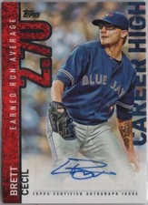 2015 Topps Career High Brett Cecil Autograph Card #CH-BC
