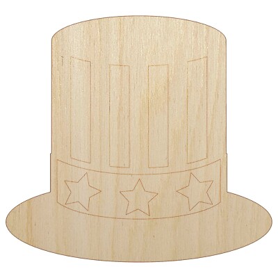 Fourth of July Patriotic Hat Unfinished Wood Shape Piece Cutout Craft Projects