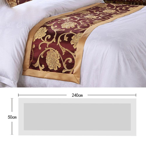 Retro Embroidery Bed Runner Bed Flag Cushion Cover Hotel Home Bedroom Floral - Picture 50 of 99