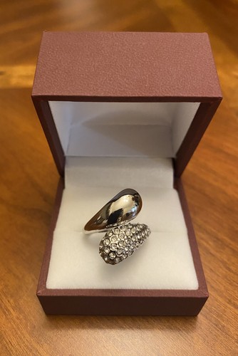 Kristall Bypass Ring Rhodium Nickel frei plattiert Größe 8 - UVP $50 - Bild 5 von 5