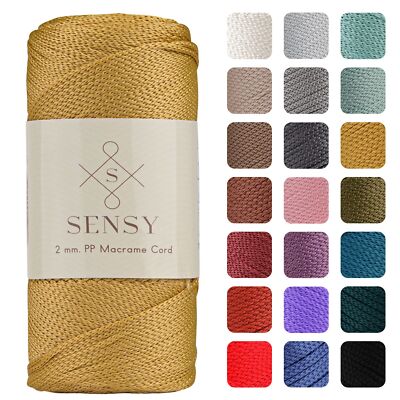 Sensy 2mm Polyester Rope 251 Yards Mustard for Knitting Macrame DIY Gifts