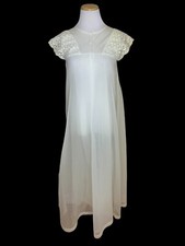 Henson Kickernick Vintage Sz 32 Ivory Robe Topper Lace Nylon Chiffon Nightgown
