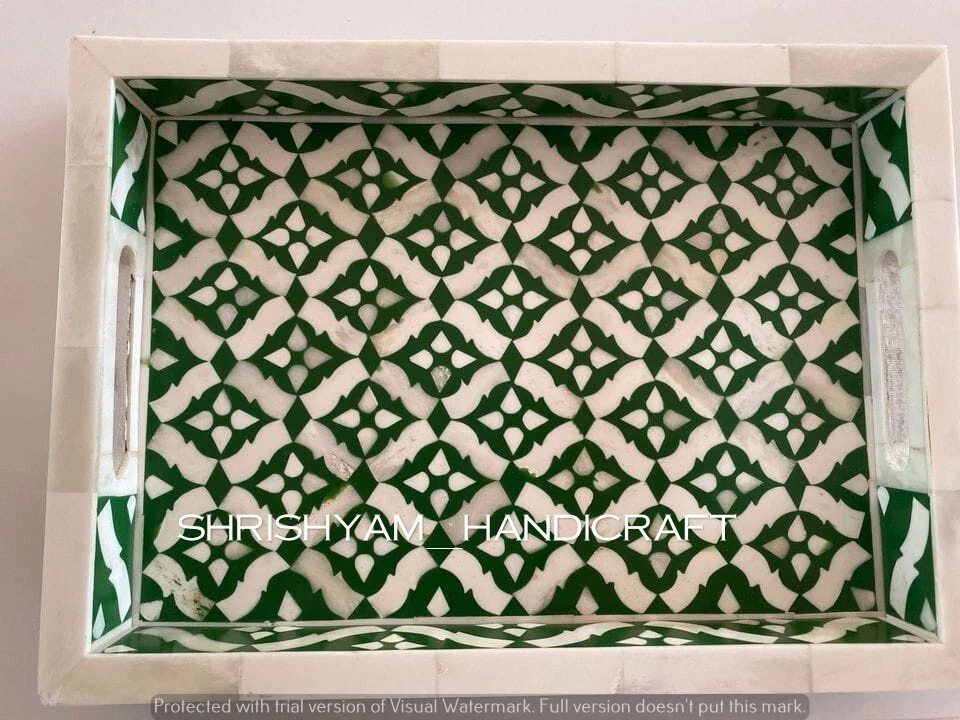 Handmade Beautiful Bone Inlay Serving Tray, Perfect for Hosting and Entertaining - Image 2 of 4