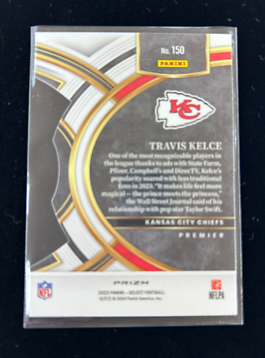 Travis Kelce 2023 NFL Select Premier Level Die Cut Green Yellow #150 KC  Chiefs
